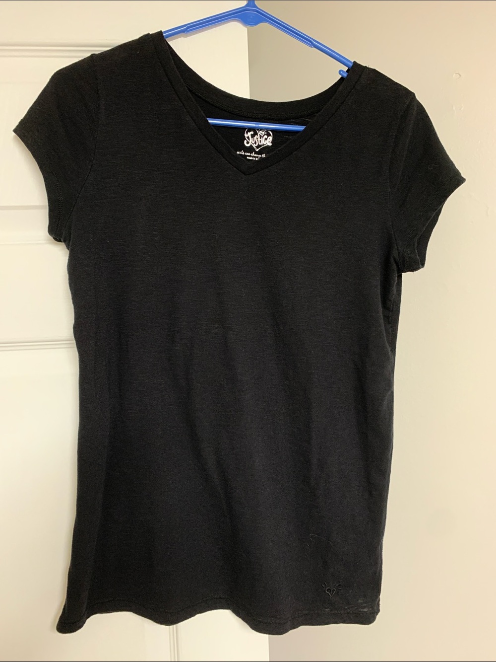 Justice Black V-Neck Short Sleeve Tee